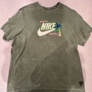 Nike Sage Green Tee with Tropical Graphic